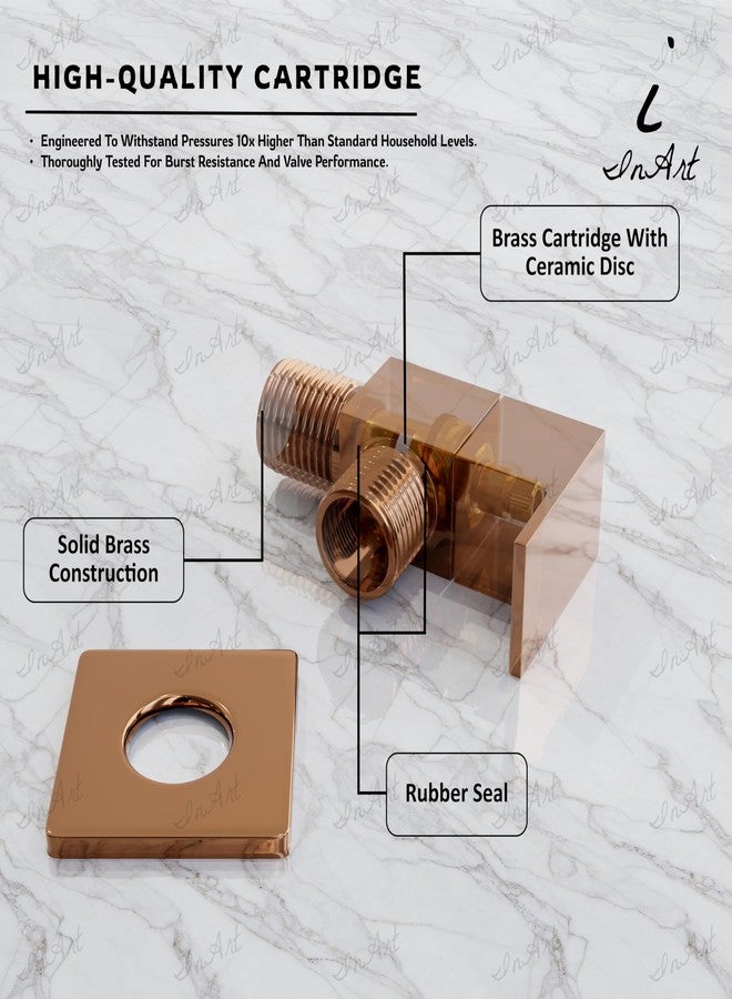 إينارت صمام زاوية نحاسي من إن آرت مع شفة جدارية للحمام/المطبخ، لون ذهبي وردي - Image 3